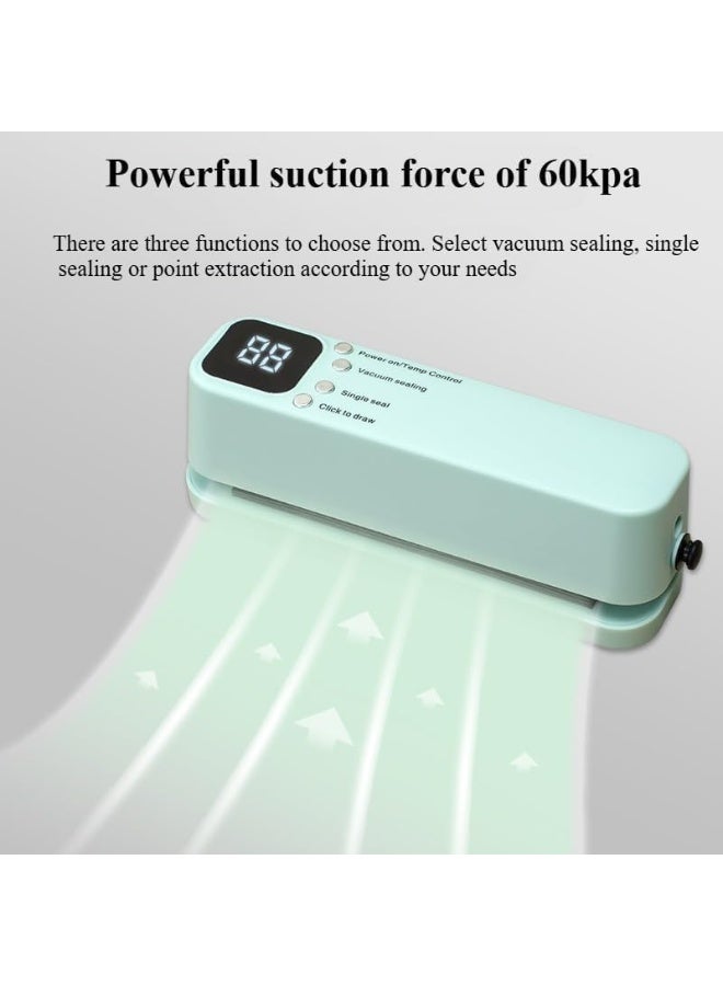 DKH Mini Vacuum Sealer Machine, 3-in-1 Functions, 60kpa, Rechargeable, Green, 19.5x5.7x6.5cm - Image 4