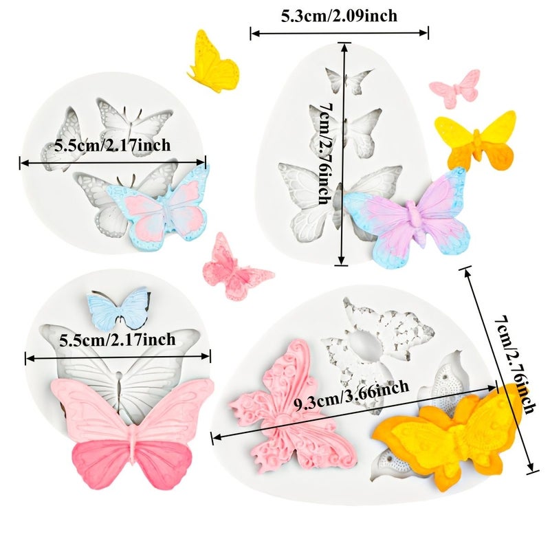 11-Cavity Butterfly Silicone Mold 4 Piece Set Nonstick for Candy Chocolate DIY Baking - Image 3