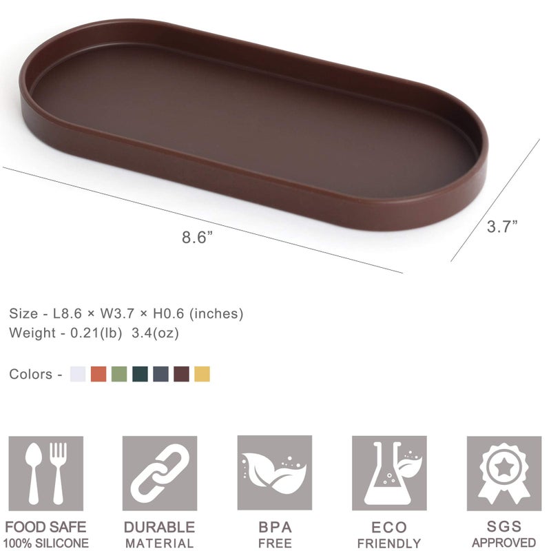 Lazy K Silicone Tray - Small Vanity Tray Organizer - Spoon Rest Holder - Kitchen Sink, Bathroom, Multi-Purpose Modern Counter Organizer (Black) - Image 3