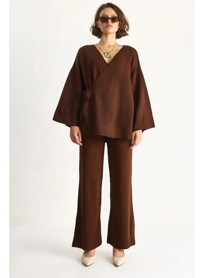 جينجر Wrap Around Kimono Top & Pant Coord Set