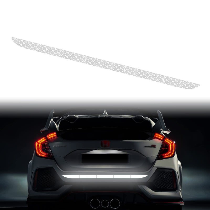 LANZMYAN Car Rear Bumper Cover Guard Reflective Sticker AntiScratch Trunk Warning Reflective Protector for Universal Auto SUV Pickup TrucksSilver - Image 3
