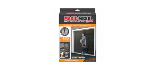 Magic Mesh Garage Door Screen Black Magnetic Closure Breezy Net Mosquito Bug Screen for Standard 2 Door Garage Kid Pet Friendly Size 109 x 845 Pack of 1 - Image 1