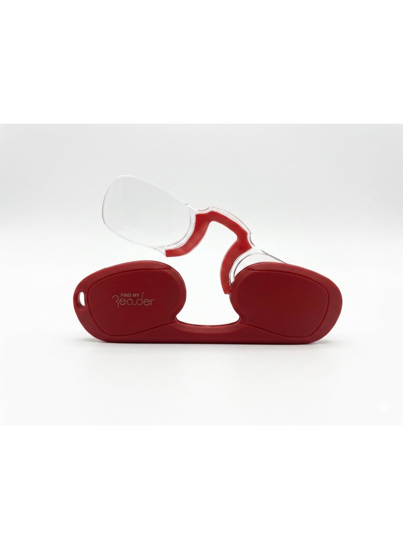 FIND MY Reader Rectangle Nose Clip-On Reading Glasses, Red, Multiple Magnification Options (1.00x–3.00x) - Image 2
