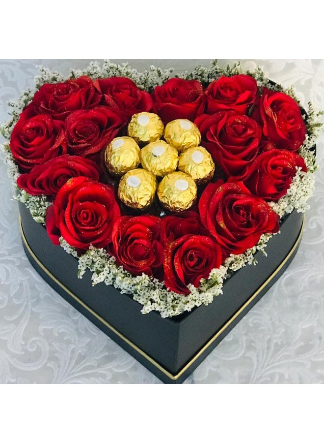 Carmel Flowers Red Roses Heart Box - Image 1