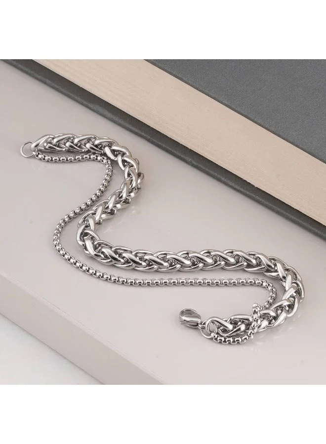 Palmonas  PALMONAS Double Rope Silver Chain Bracelet for Men | 18K Gold Plated, Waterproof & Anti-Tarnish for Men | Best Price UAE