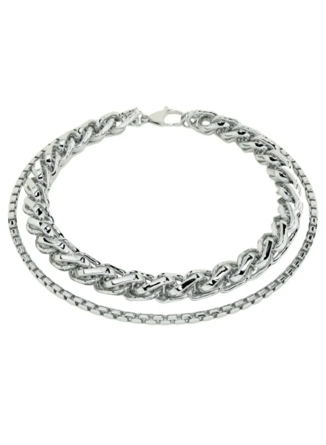 Palmonas PALMONAS Double Rope Silver Chain Bracelet for Men | Waterproof & Anti-Tarnish