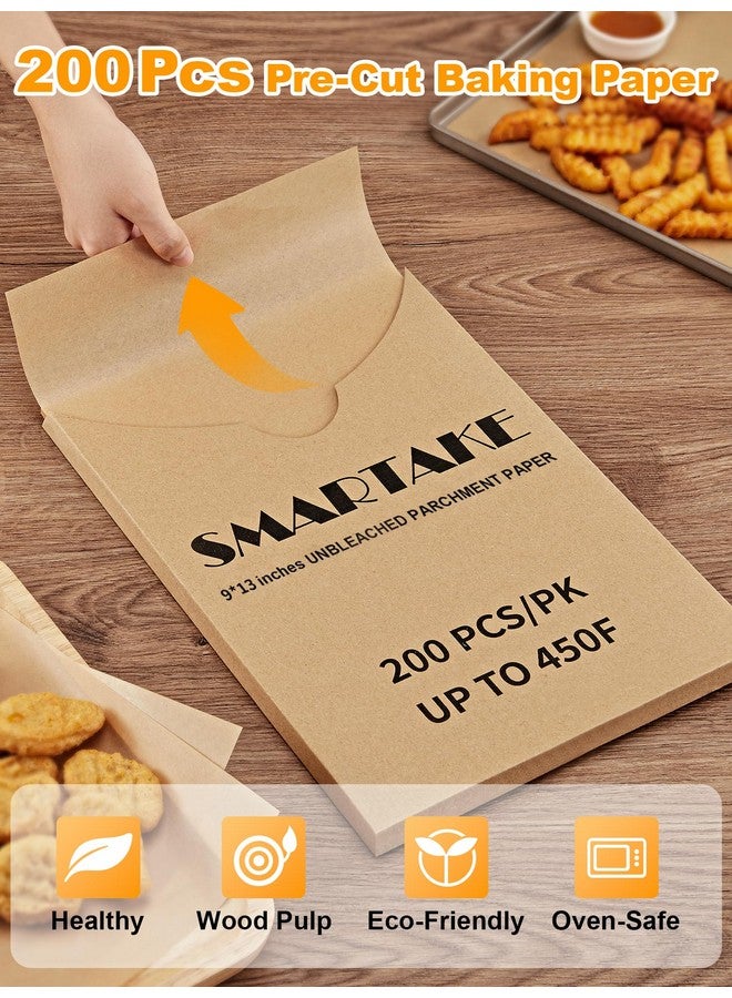 SMARTAKE 200 Pcs Parchment Paper Baking Sheets, 9x13 Inches Non-Stick Precut Baking Parchment, for Baking Grilling Air Fryer Steaming Bread Cup Cake Cookie and More (Unbleached) - Image 3
