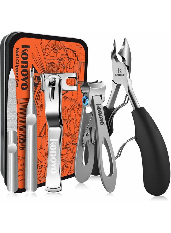 konovo Toenail Clippers For Seniors Thick Toenails Toe Nail Clippers Adult Thick Nails Long Handle 16Mm Wide Jaw Opening Nail Clippers Heavy Duty Nail Clippers Kit 5Pcs - Image 1