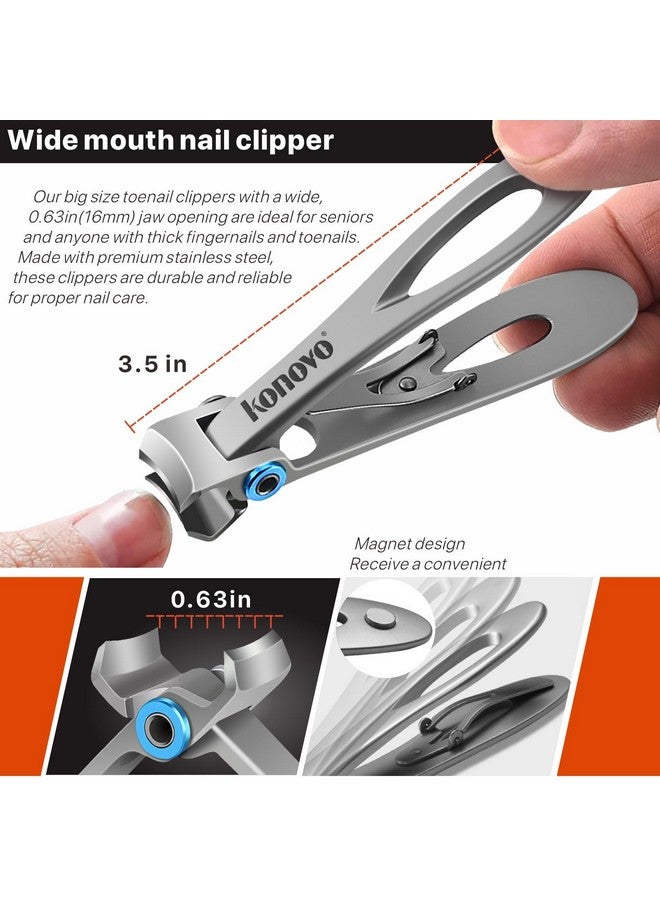 konovo Toenail Clippers For Seniors Thick Toenails Toe Nail Clippers Adult Thick Nails Long Handle 16Mm Wide Jaw Opening Nail Clippers Heavy Duty Nail Clippers Kit 5Pcs - Image 3