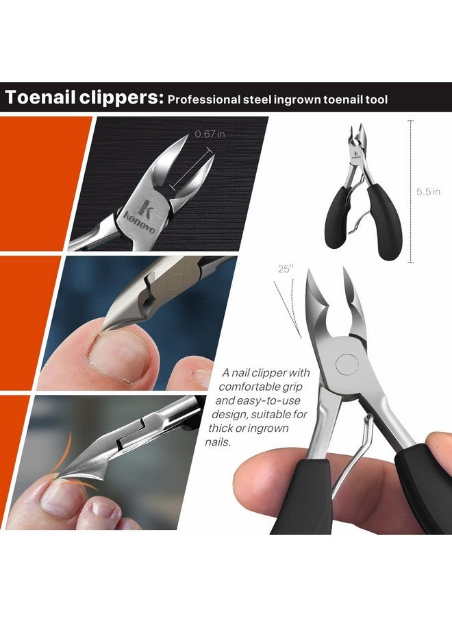 konovo Toenail Clippers For Seniors Thick Toenails Toe Nail Clippers Adult Thick Nails Long Handle 16Mm Wide Jaw Opening Nail Clippers Heavy Duty Nail Clippers Kit 5Pcs - Image 2