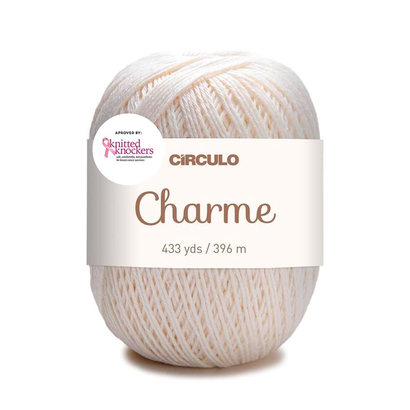 Circulo Charme Yarn for Crochet and Knitting 433 yds 100 Mercerized Brazilian Virgin Cotton Soft Sport Weight Color 8176 OffWhite