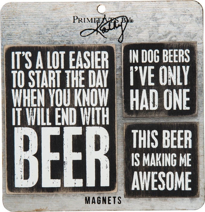 WOODEN MAGNET SET 3PIECE BEER