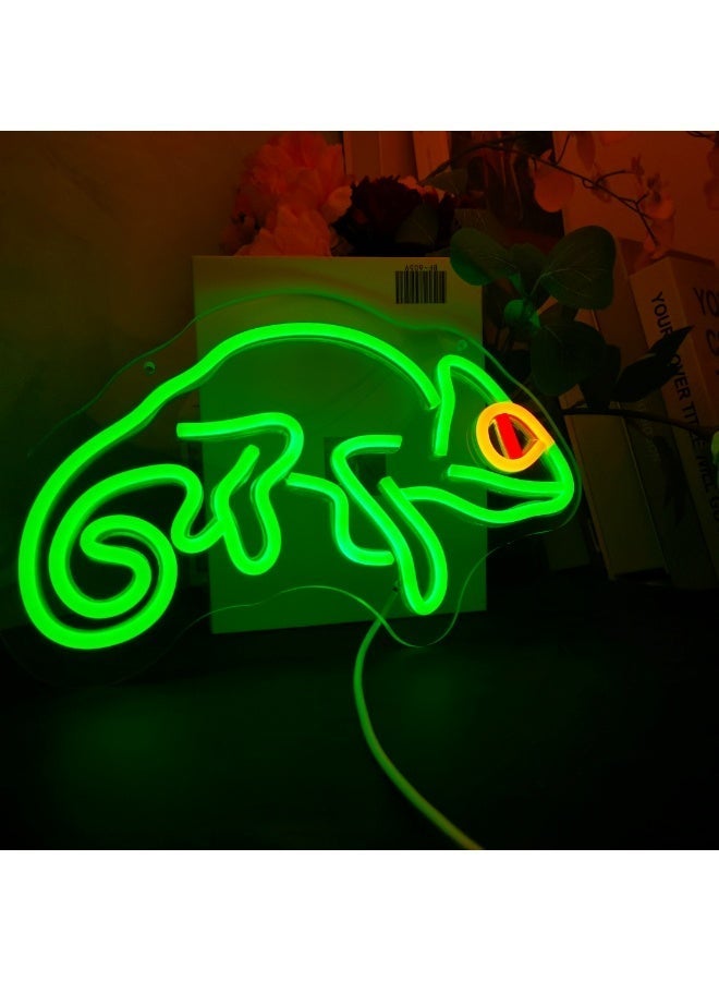 Green Chameleon LED Neon Sign, USB Powered Acrylic Wall Decor Neon Light for Reptile Pet Shop Home Bedroom Kids Room Bar Cafe Party, Ideal Gift for Reptile Lovers Pet Owners - Image 3