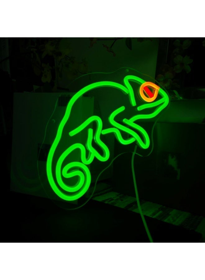 Green Chameleon LED Neon Sign, USB Powered Acrylic Wall Decor Neon Light for Reptile Pet Shop Home Bedroom Kids Room Bar Cafe Party, Ideal Gift for Reptile Lovers Pet Owners - Image 2