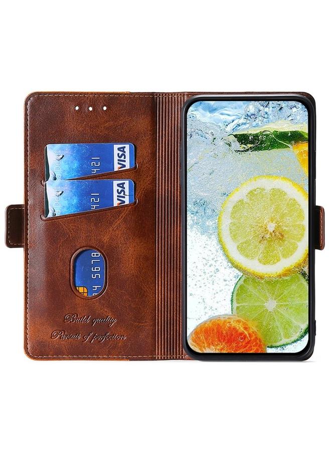 اس-توب جراب لهاتف Samsung Galaxy M35 5G، جراب جلدي بلون متباين مع مشبك جانبي - Image 3