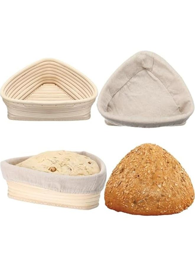 Generic - Sourdough Proofing Basket Bread Proofing Baskets with Liner Dough Banneton Basket Natural Rattan Bread Proofing Bowl for Home Bakers Baking Bread Making (Triangle Style) - Image 1