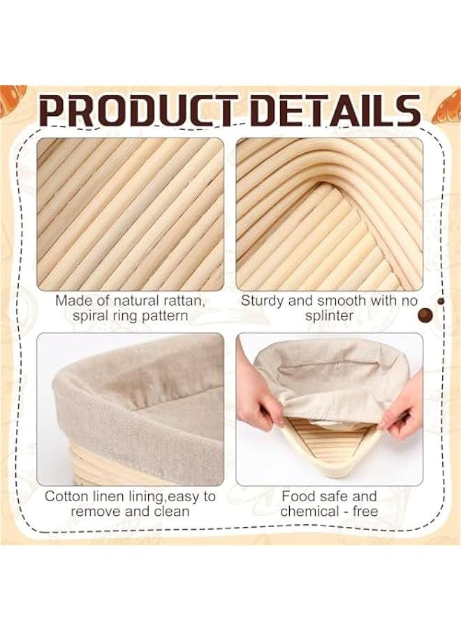 Generic - Sourdough Proofing Basket Bread Proofing Baskets with Liner Dough Banneton Basket Natural Rattan Bread Proofing Bowl for Home Bakers Baking Bread Making (Triangle Style) - Image 1