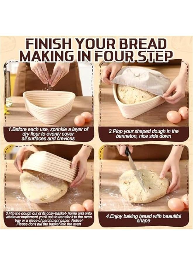 Generic - Sourdough Proofing Basket Bread Proofing Baskets with Liner Dough Banneton Basket Natural Rattan Bread Proofing Bowl for Home Bakers Baking Bread Making (Triangle Style) - Image 1