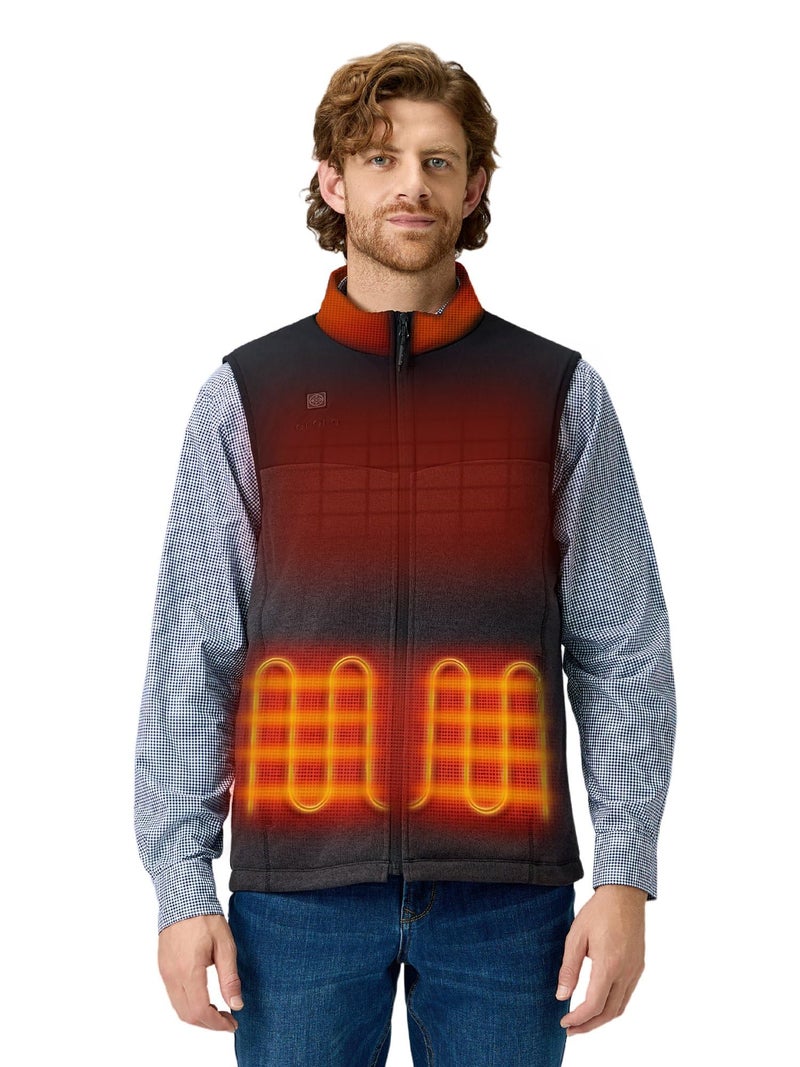 ORORO Men's Lightweight Heated Sweater Fleece Vest with USB-C Rechargeable Battery, Heated Recycled Fleece Vest (Black, XL) - Image 1