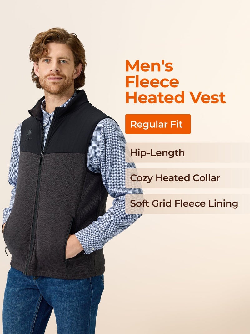 ORORO Men's Lightweight Heated Sweater Fleece Vest with USB-C Rechargeable Battery, Heated Recycled Fleece Vest (Black, XL) - Image 5