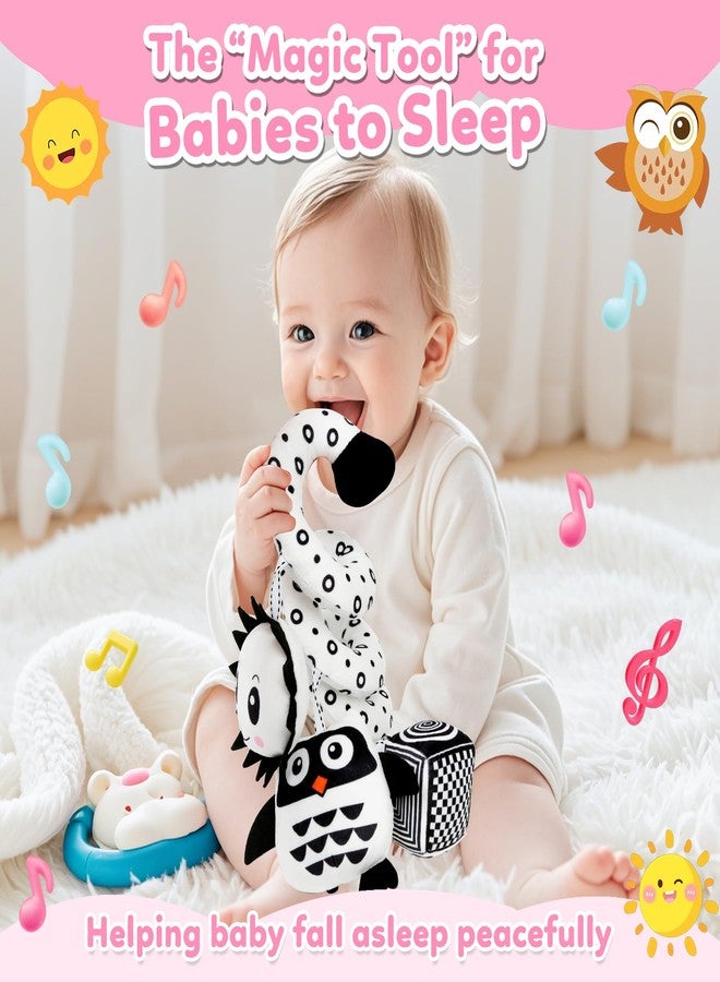 kizh Baby Hanging Stroller and Car Seat Toys High Contrast Baby Toys for Newborn Black and White Sensory Plush Activity Toy for Babies 0-6 Months-OWL - Image 2