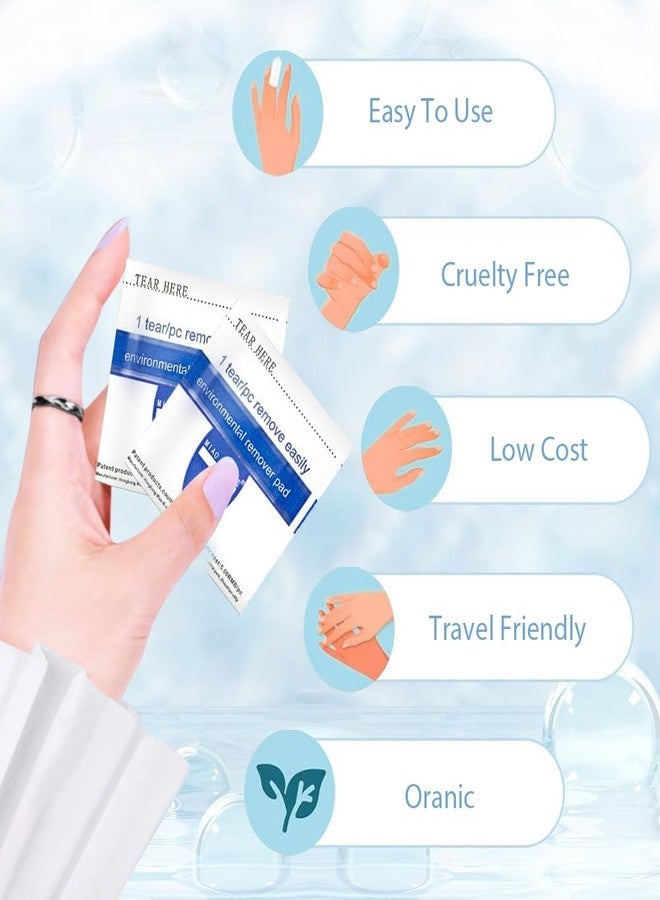 BLUETOP Nail Polish Remover Wipes, 200 PCS Acetone Pads for Nails Individually Wrapped, Fingernail Travel Kit for Home & Professional Removal - Image 2