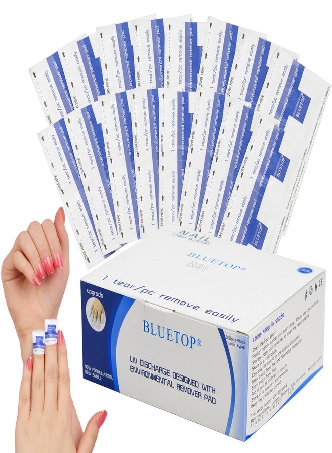 BLUETOP Nail Polish Remover Wipes, 200 PCS Acetone Pads for Nails Individually Wrapped, Fingernail Travel Kit for Home & Professional Removal - Image 1