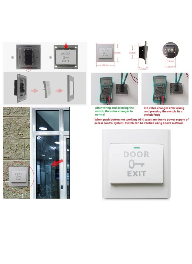Rubik - Door Exit Push Button K5 Control Switch White, Flame-retardant Panel Output NO/COM for Access Control Door Release and Electronic Locks - Image 1