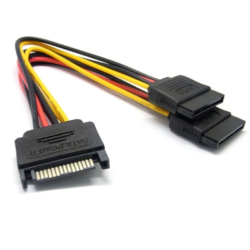 CABLESETC SATA 15 Pin Male to 2 x 15 Pin Female Power Extension Y Splitter Cable Adapter (1 Unit) - Image 5