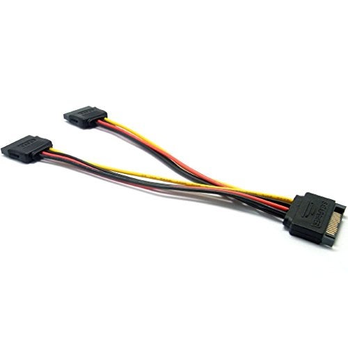 CABLESETC SATA 15 Pin Male to 2 x 15 Pin Female Power Extension Y Splitter Cable Adapter (1 Unit) - Image 2