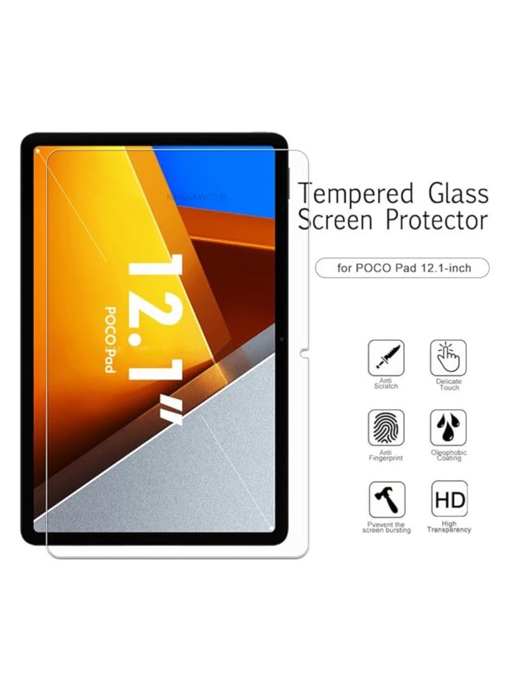 2 Piece Tempered Glass Screen Protector Compatible with Xiaomi POCO Pad 12.1 Inch 2024 Scratch Resistant Hard Protector for POCO Pad 12.1 - Image 2