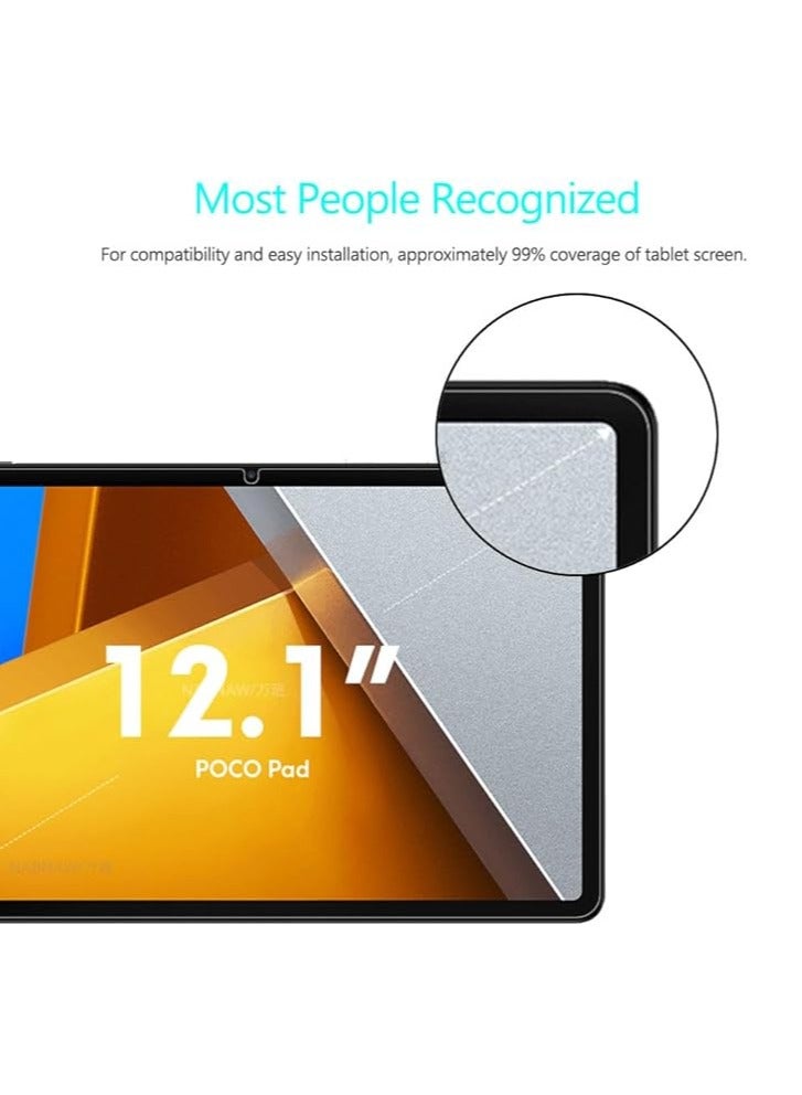 2 Piece Tempered Glass Screen Protector Compatible with Xiaomi POCO Pad 12.1 Inch 2024 Scratch Resistant Hard Protector for POCO Pad 12.1 - Image 3
