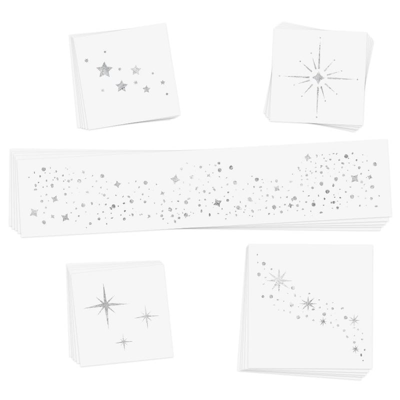Flash Tattoos Starlight Temporary Tattoos  25 Temporary Tattoos  Premium Waterproof Metallic Silver Glitter Face Sparkle Freckles
