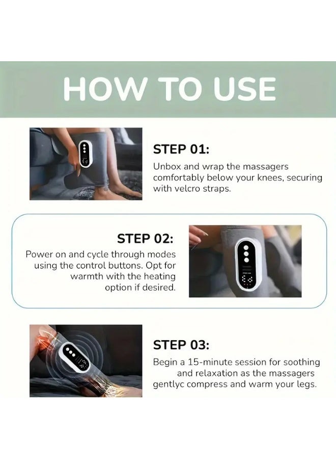 Calf massager, air compression massager, 3-speed intensity adjustment, easy to use, suitable for feet, legs, thighs, and knees, wireless leg massager, Christmas, Mother's Day, and Father's Day gift (set of two) - Image 5