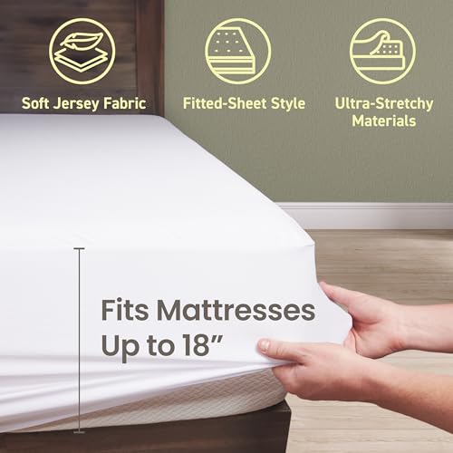 SafeRest Waterproof Mattress Protector Twin Size – Absorbent Breathable Soft Fitted Bed Cover with 18" Deep Stretchable Pockets – Machine Washable Twin Mattress Cover - Image 3