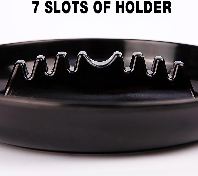 Besuper Premium Plastic Ashtray, Trash Can, Pack of 3, Round Black Large Size, for Indoor Outdoor Home Office Patio Restaurant Bar Hotel Use - Image 3