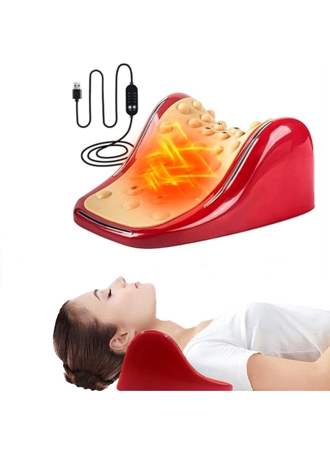Electric Heated Silicone Neck Pillow for Moxibustion Therapy with Magnetic Acupressure Massage, Cervical Spine Support, Pain Relief for Neck and Shoulders, Ergonomic Soft Silicone Pillow for Home, Travel, Office, USB Heating, Deep Relaxation - Image 1