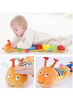 Soofam Infant Baby Musical Animal Activity Soft Toys,Multi-Textures,Crinkle with Ruler Design, Musical Caterpillar Infant Toys for Tummy Time Newborn Boys Girls 0-24 Months（Orange）  - Image 1