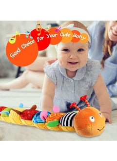 Soofam Infant Baby Musical Animal Activity Soft Toys,Multi-Textures,Crinkle with Ruler Design, Musical Caterpillar Infant Toys for Tummy Time Newborn Boys Girls 0-24 Months（Orange）  - Image 4