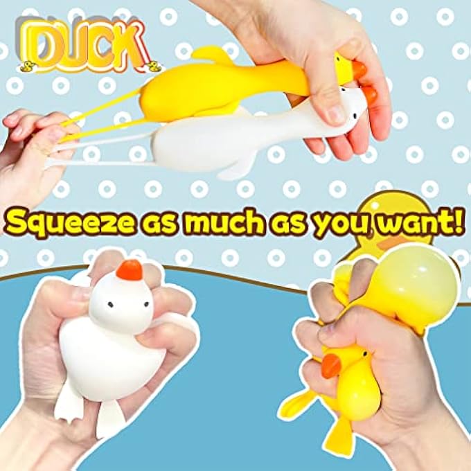 Kawaite كرات ضغط مرنة لتخفيف التوتر (مجموعة من 2) كرة بطة قابلة للضغط ألعاب حسية مضغوطة | كرات العجين الحيوانية لتخفيف القلق للأولاد والبنات والأطفال والبالغين | كرات ضغط قابلة للضغط - Image 4