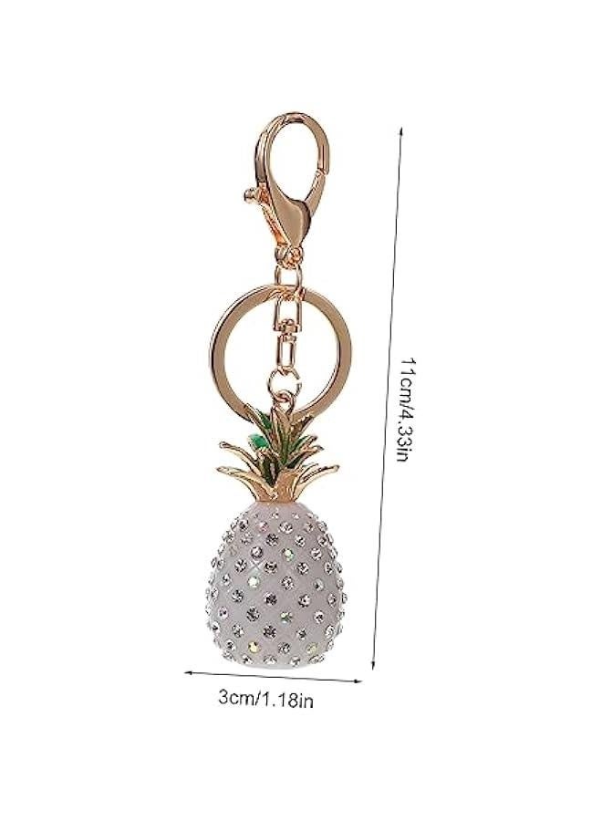 1pc Pineapple Keychain Creative Keychain Keychains for Women Car Keychain for Women Fruit Pendant Key Ring Key Chain- Pendant Miss Rhinestones White Package Decoration Full Diamond - Image 3