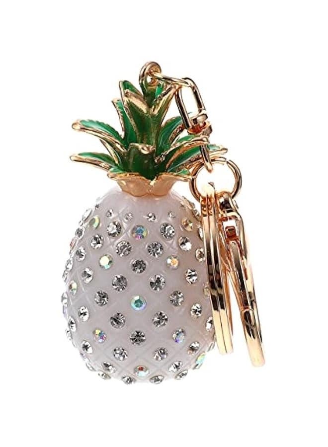 1pc Pineapple Keychain Creative Keychain Keychains for Women Car Keychain for Women Fruit Pendant Key Ring Key Chain- Pendant Miss Rhinestones White Package Decoration Full Diamond - Image 1