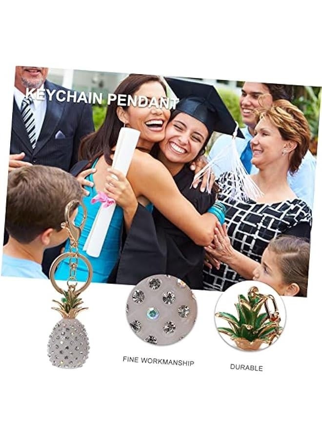 1pc Pineapple Keychain Creative Keychain Keychains for Women Car Keychain for Women Fruit Pendant Key Ring Key Chain- Pendant Miss Rhinestones White Package Decoration Full Diamond - Image 4