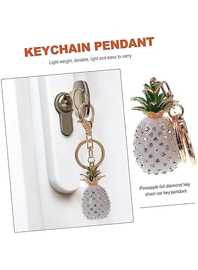 1pc Pineapple Keychain Creative Keychain Keychains for Women Car Keychain for Women Fruit Pendant Key Ring Key Chain- Pendant Miss Rhinestones White Package Decoration Full Diamond - Image 2