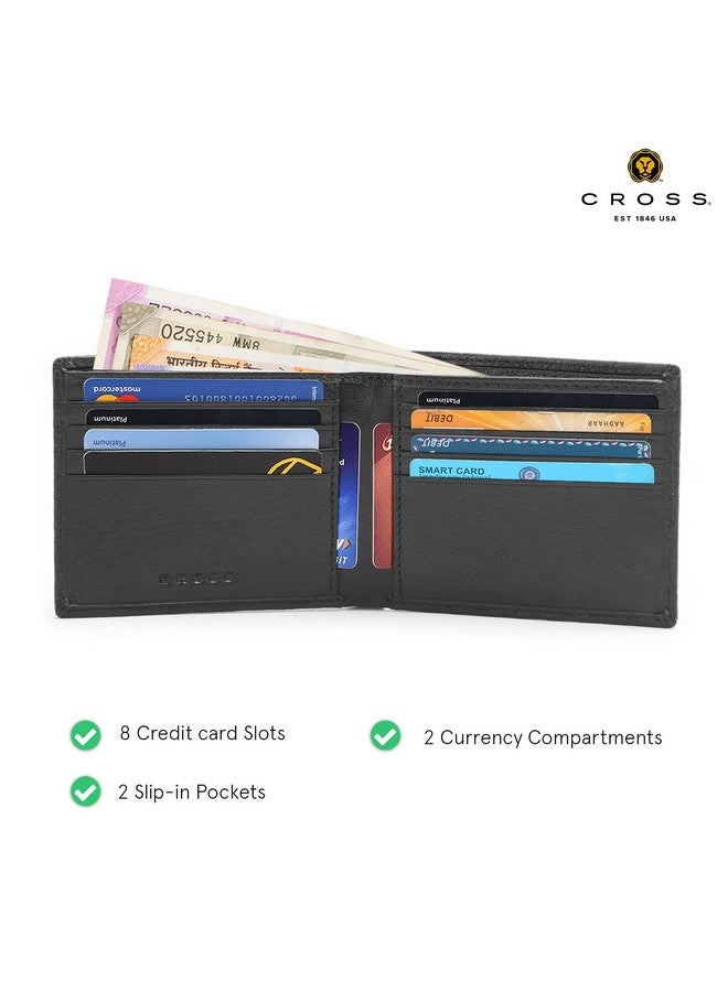 Cross محفظة جلدية رفيعة وعصرية للرجال - أحدث محفظة للرجال مع حجرة لحامل البطاقة | محفظة قابلة للطي بحجم عادي للرجال | خيار هدية مثالي - أسود - Image 2