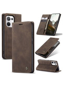 CaseMe Phone Case Luxury PU Leather Design 013 Flip Cover Card Slot Holder Cover For Oppo Reno 13 5G (Coffe)  - Image 1