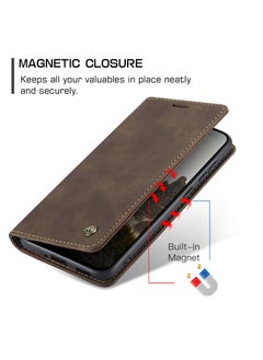 CaseMe Phone Case Luxury PU Leather Design 013 Flip Cover Card Slot Holder Cover For Oppo Reno 13 5G (Coffe)  - Image 2