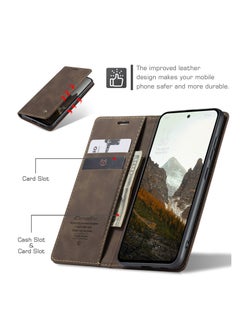 CaseMe Phone Case Luxury PU Leather Design 013 Flip Cover Card Slot Holder Cover For Oppo Reno 13 5G (Coffe)  - Image 3