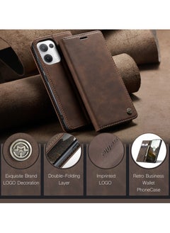 CaseMe Phone Case Luxury PU Leather Design 013 Flip Cover Card Slot Holder Cover For Oppo Reno 13 5G (Coffe)  - Image 4