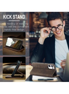 CaseMe Phone Case Luxury PU Leather Design 013 Flip Cover Card Slot Holder Cover For Oppo Reno 13 5G (Coffe)  - Image 5
